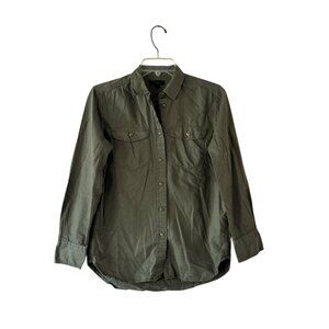 J.Crew Olive Green Button-Down Utility Shirt XS Womens Casual Long Sleeve